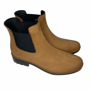 Cape Robbin Tan Faux Suede Ankle Booties with Embroidery Size 10